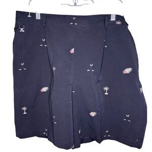 Sag Harbor Sport Women Black Golf Shorts‎ Sz 18 Embroidered Palm Tree Resortwear